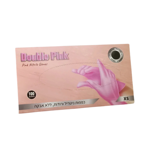 DOUBLE PINK- כפפות ניטריל ורודות ללא אבקה