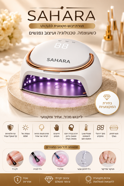 מנורת ייבוש SAHARA מקצועית UV/LED לציפורניים